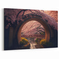 Japanese Archway and Cherry Blossoms Art Print – Serene Spring Landscape