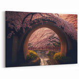 Japanese Archway and Cherry Blossoms Art Print – Serene Spring Landscape