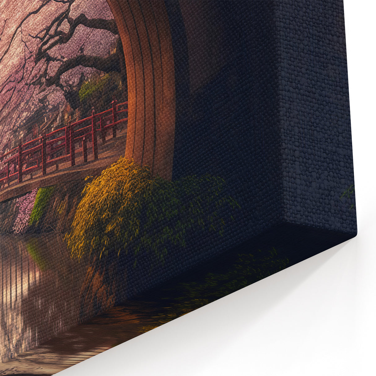 Japanese Archway and Cherry Blossoms Art Print – Serene Spring Landscape