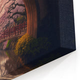 Japanese Archway and Cherry Blossoms Art Print – Serene Spring Landscape