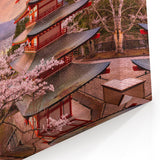 Mount Fuji Pagoda Art Print – Spring Cherry Blossoms at Sunset Japan