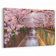 Cherry Blossom Canal Art Print – Peaceful Spring Scene with Sakura Trees