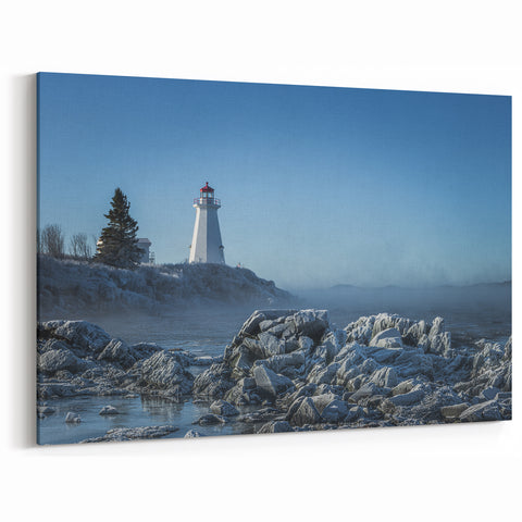 Icy Lighthouse Scene - New Brunswick Winter Wall Art & Canvas Prints