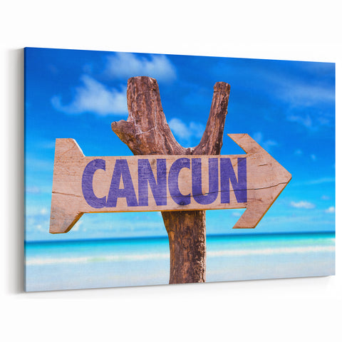 Rustic Cancun Sign Wall Art - Mexico Beach Photography & Tropical Decor