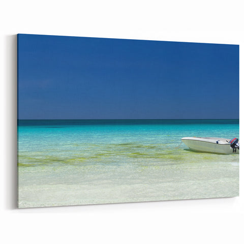 Serene Boat in Cancun Wall Art - Coastal Mexico Photography & Decor