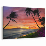 Stunning Cancun Beach Wall Art - Tropical Sunset and Palm Trees Print