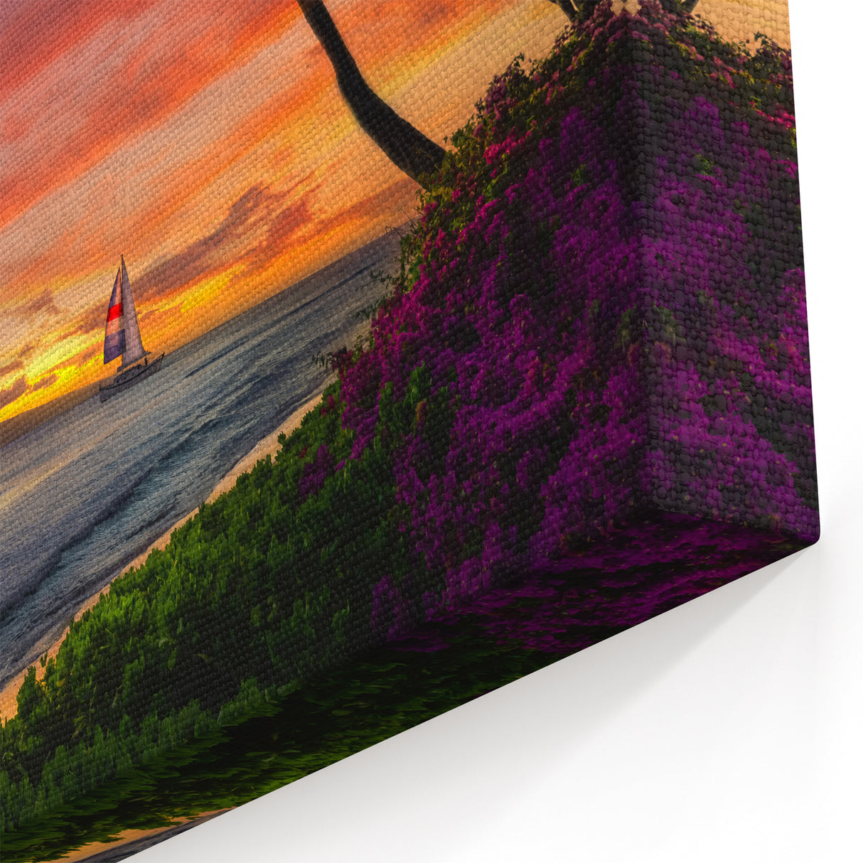Stunning Cancun Beach Wall Art - Tropical Sunset and Palm Trees Print
