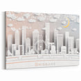 Whimsical Brisbane Skyline Art - Festive Paper-Cut Style Wall Art