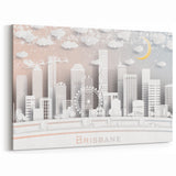 Whimsical Brisbane Skyline Art - Festive Paper-Cut Style Wall Art