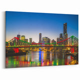 Brisbane Lit Bridge and Skyline - Vibrant Night Cityscape Wall Art