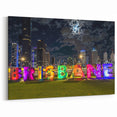 Vibrant Brisbane Sign at Night - Iconic Cityscape Wall Art Print