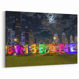 Vibrant Brisbane Sign at Night - Iconic Cityscape Wall Art Print