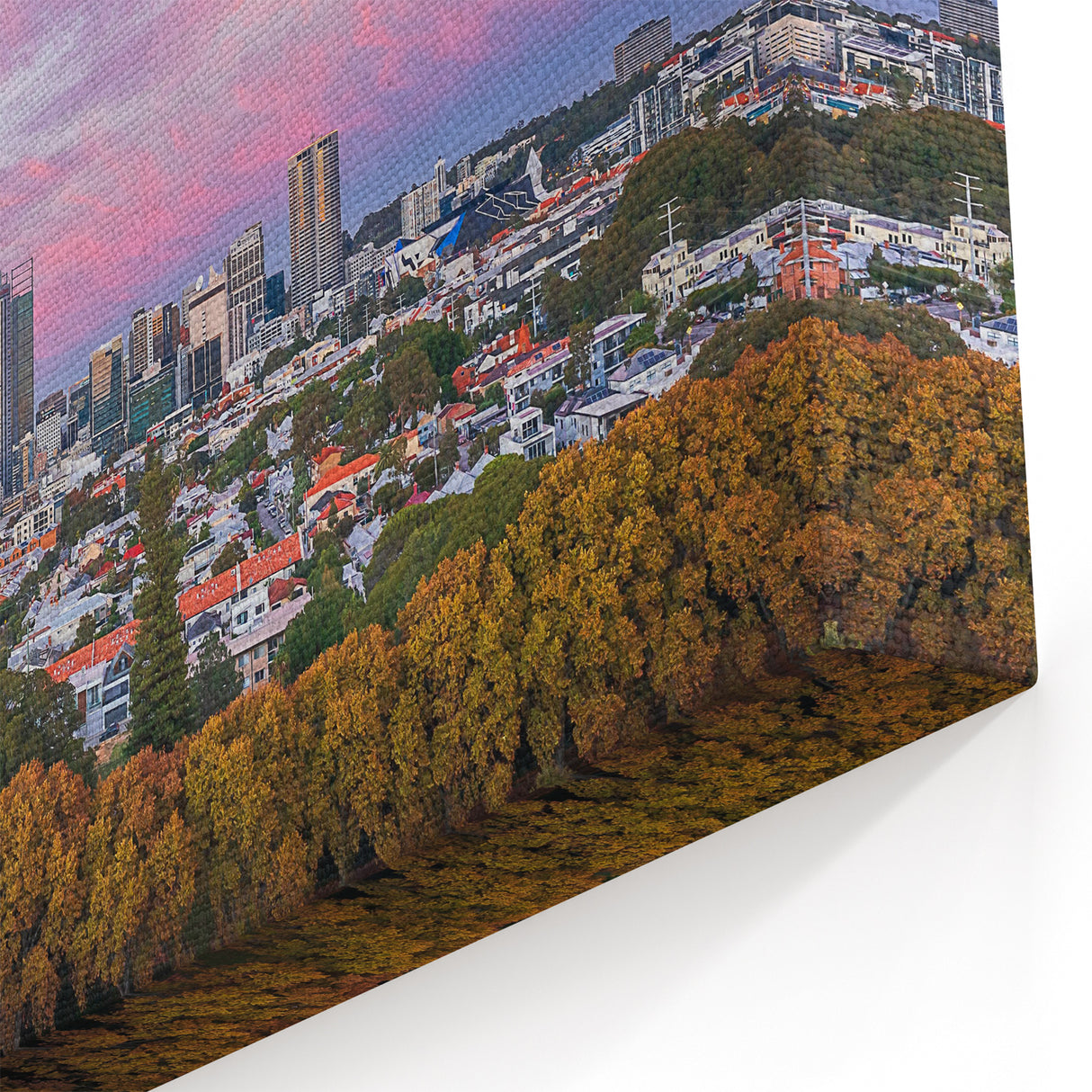 Brisbane Skyline at Sunset - Stunning Pastel Sky Cityscape Wall Art