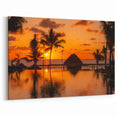 Vibrant Cancun Sunset Wall Art - Tropical Palm Tree & Beach Hut Print