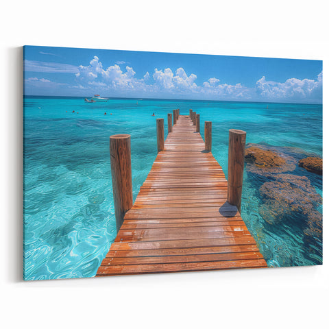Tranquil Cancun Pier Wall Art - Serene Coastal Photography & Ocean Decor