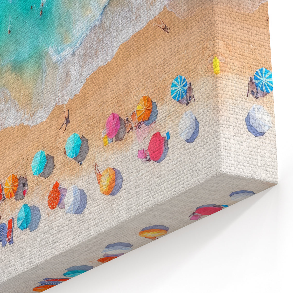 Vibrant Beach Umbrellas Wall Art - Aerial Cancun Coastal Photography Print