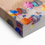 Vibrant Beach Umbrellas Wall Art - Aerial Cancun Coastal Photography Print