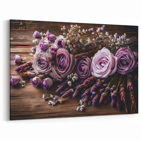 Romantic Lavender Roses Art – Elegant Floral Canvas Prints for Home Decor