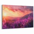 Sunset Over Lavender Fields – Serene Lavender Canvas for Home Decor