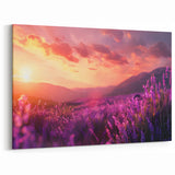 Sunset Over Lavender Fields – Serene Lavender Canvas for Home Decor