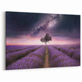 Night Sky Over Lavender Fields – Dreamy Lavender Canvas Wall Art