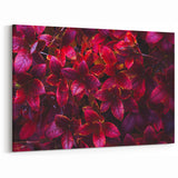 Vibrant Red Botanical Leaves Wall Art - Tropical Leaf Print Decor