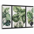 Green Monstera Leaves Wall Art - Tropical Botanical Leaf Print Decor
