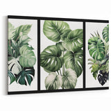 Green Monstera Leaves Wall Art - Tropical Botanical Leaf Print Decor