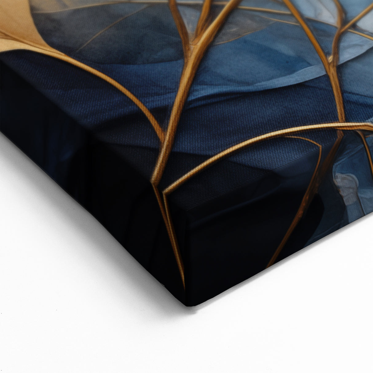 Golden and Blue Botanical Leaves Wall Art - Autumn Leaf Print Decor