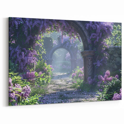 Magical Lilac Garden Wall Art - Botanical Lilac Blossom Archway Decor