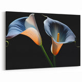 Blue and Orange Lily Flower Art - Botanical Wall Decor | Elegant Canvas Print