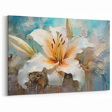 White Lily Textured Art - Vibrant Botanical Wall Decor | Floral Canvas Print