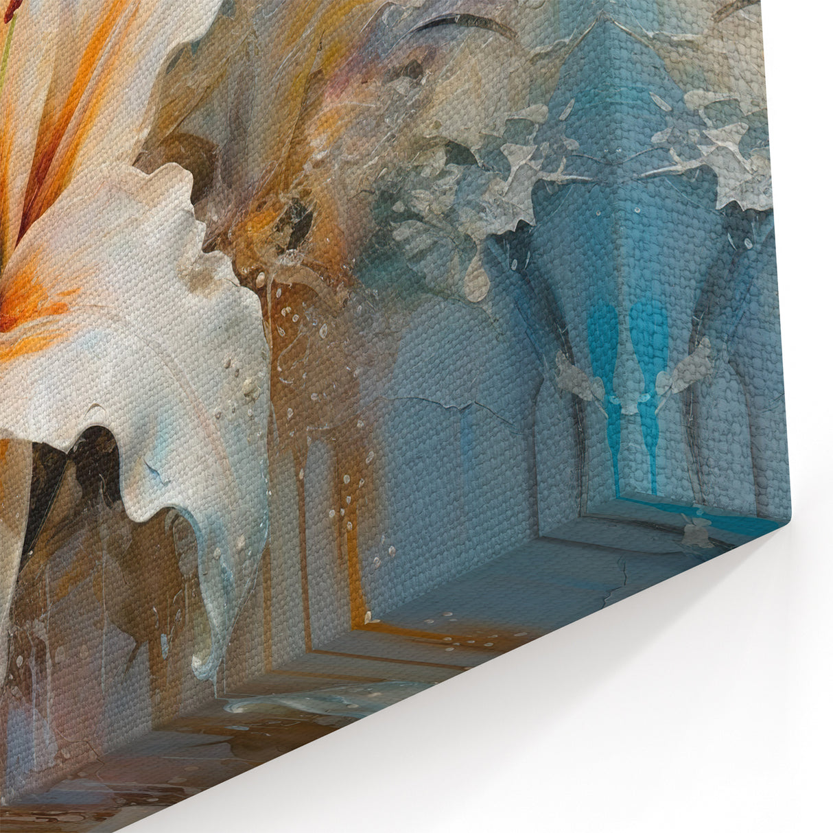 White Lily Textured Art - Vibrant Botanical Wall Decor | Floral Canvas Print