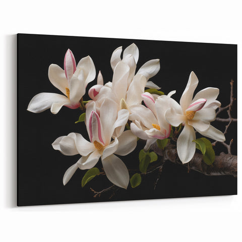 White Magnolia Bloom Wall Decor | Magnolia Flower Canvas | Elegant Art
