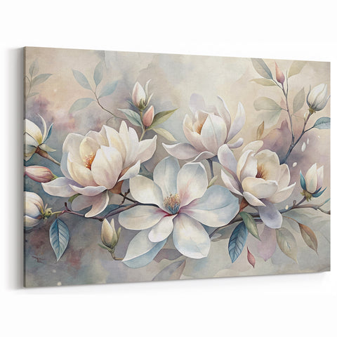 Botanical Magnolia Flower Wall Art | Southern Magnolia Canvas | Floral Decor