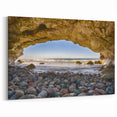 Coastal Cave View Newfoundland - Serene Ocean Pebbles Wall Art Print