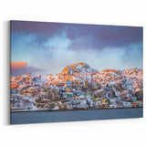 Snowy Newfoundland Village - Vibrant Winter Coastal Wall Art Print