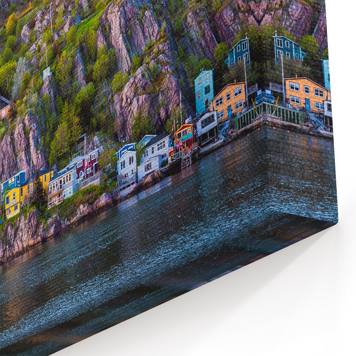 Colorful Newfoundland Village at Sunset - Vibrant Coastal Wall Art Print