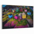 Colorful Houses of Newfoundland - Vibrant Coastal Village Wall Art Print