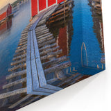 Serene Coastal Newfoundland Boathouses - Tranquil Sunset Wall Art Print