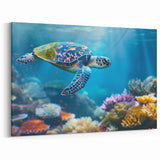 Sea Turtle Wall Art - Vibrant Great Barrier Reef Canvas Prints