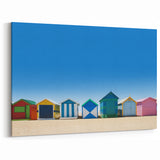 Colorful Beach Huts Wall Art - Vibrant Melbourne Seaside Canvas Print