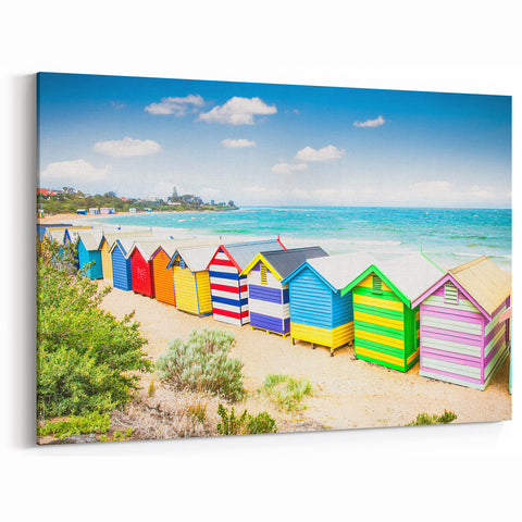 Brighton Beach Huts Wall Art - Vibrant Melbourne Seaside Canvas Print