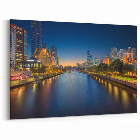Melbourne City Lights Wall Art - Stunning Night Skyline Canvas Print