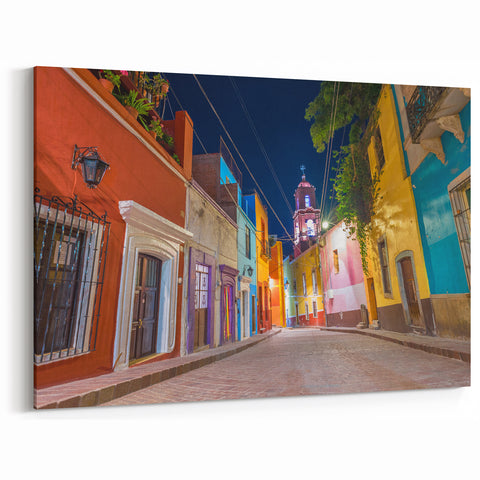 Guanajuato Wall Art - Colorful Night Street Canvas