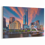 Melbourne Skyline Sunset Wall Art - Vibrant Cityscape Canvas Print