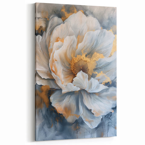 Peony Wall Art - Luxurious Botanical Canvas Print with Gold Accents