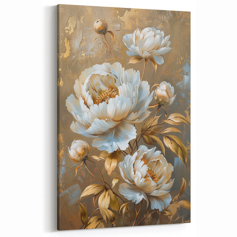 Peony Botanical Wall Art - Luxurious Floral Canvas Print for Home Decor