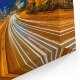 Melbourne Highway Nightscape Wall Art - Vibrant City Lights Canvas Print