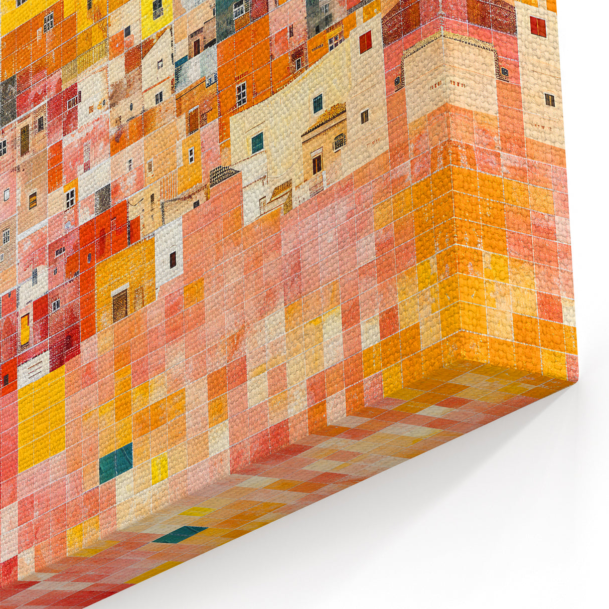 Guanajuato Wall Art - Colorful Mosaic Cityscape Canvas
